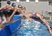 El equipo de natación sincronizado de EE.UU. , comienza su rutina en el Centro Acuático, para disputar de los Juegos Panamericanos 2011 en Guadalajara. AFP