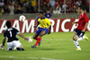 27 de junio del 2007. Gol de Valencia en el partido Ecuador vs. Chile en la Copa América disputada en Venezuela. Foto: EL COMERCIO.