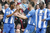 03 de mayo del 2008. Valencia festeja su segundo gol en un partido con su ex equipo, el Wigan. Foto: AFP