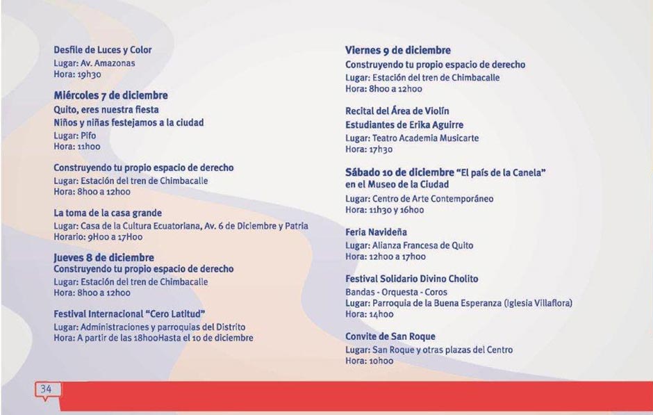 Agenda De Fiestas De Quito